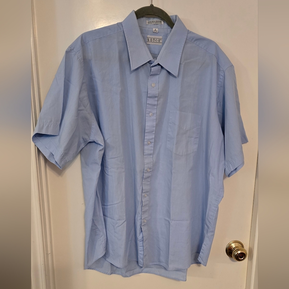 #4003 KETCH men's short sleeve color blue shirt